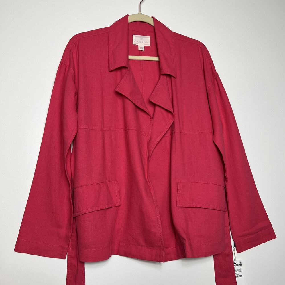 Caslon Women’s Red Chateaux Belted Jacket Size S